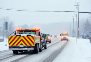 VDOT crew removing snow in Southwest Virginia during a winter storm