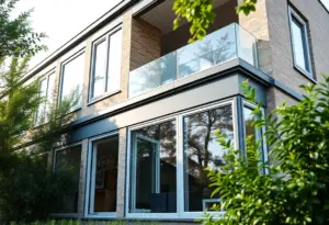 An energy-efficient building featuring high-performance glass windows and PVC profiles from VEKA Ibérica.