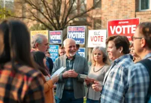 Community members engaging in discussions about the Virginia elections.