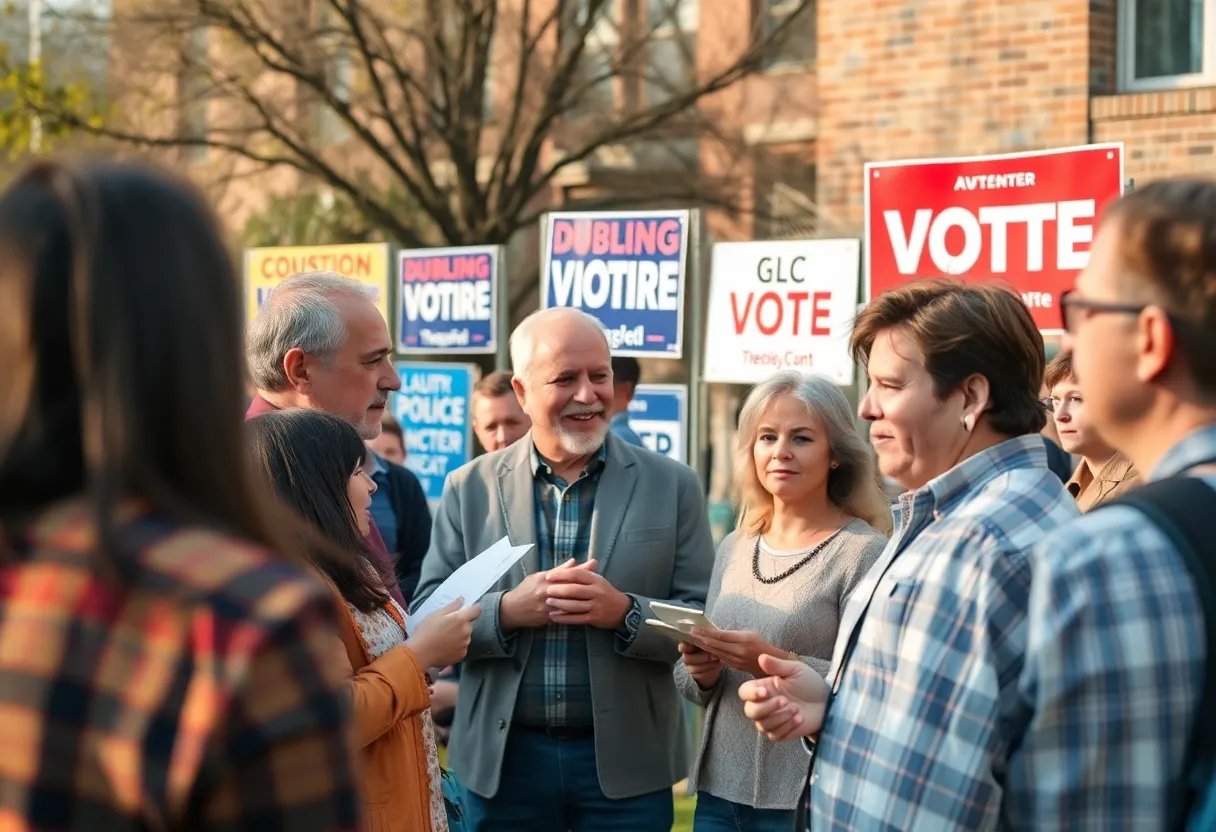 Community members engaging in discussions about the Virginia elections.