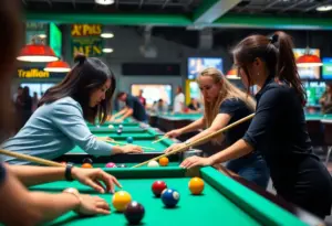 Female billiard players competing in the WPBA SemiPro event