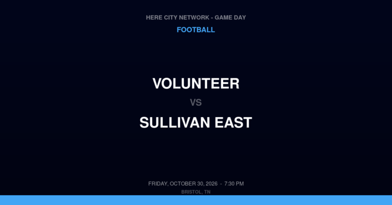Volunteer vs. Sullivan East — Football Game Day — Bluff City, TN — Oct 30, 2026